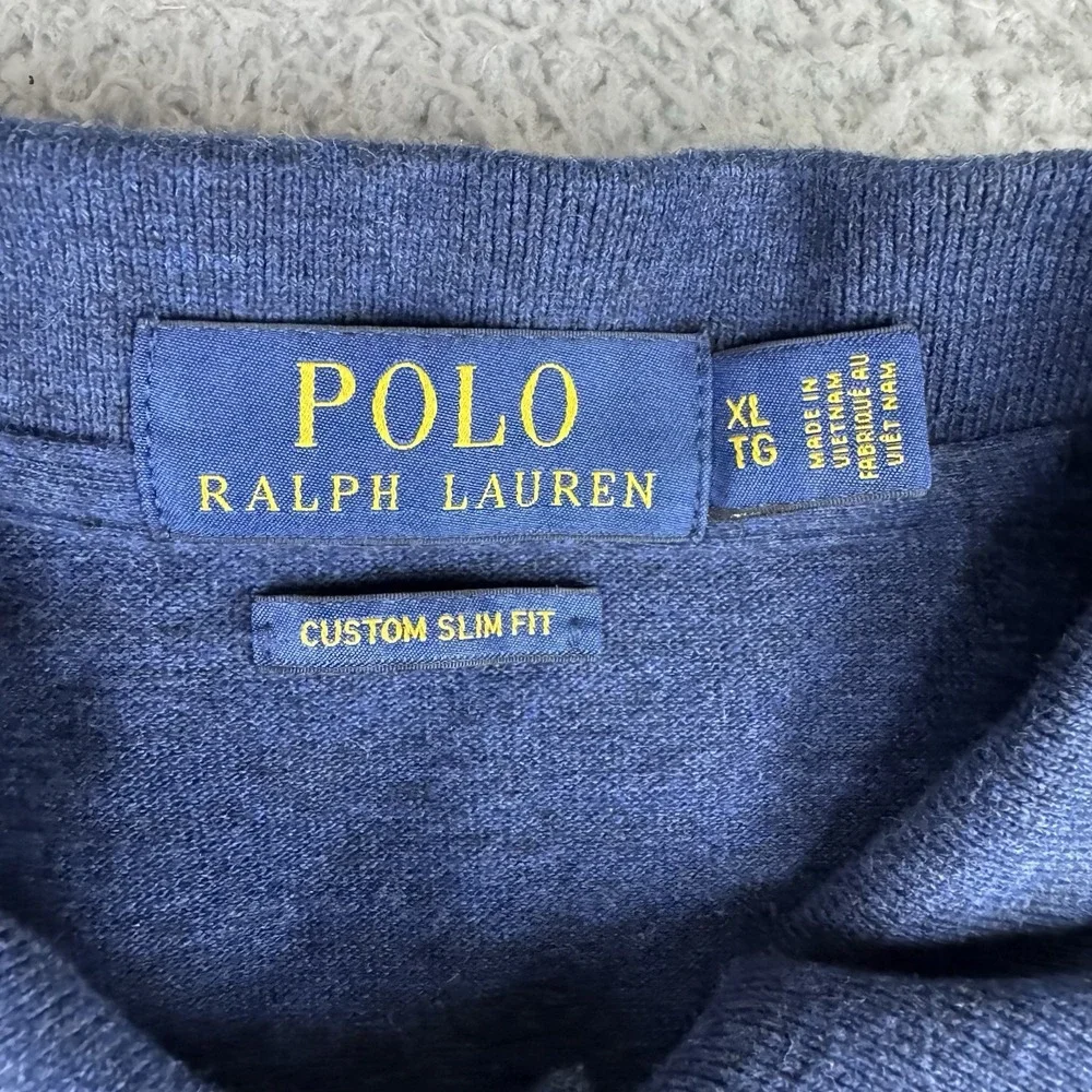 Polo Ralph Lauren Shirt Mens XL Blue Short Sleeve Custom Slim Fit Preppy Heather